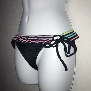 Victoria’s Secret Black Women Tie Side Ruffle Bikini Bottom M *
